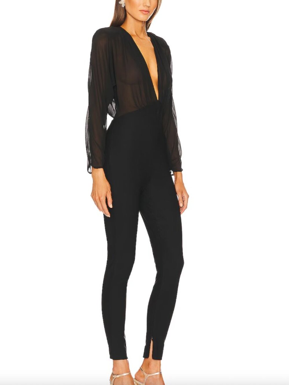 Michael Costello x REVOLVE Mai Jumpsuit Chiffon Skinny Leg Black